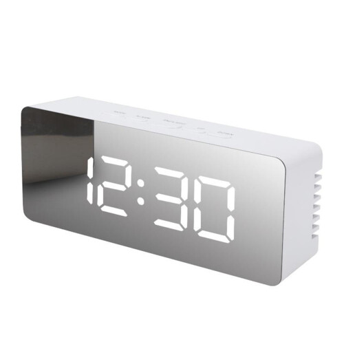 Digitale LED-wekker met USB-aansluiting en snooze-functie, wit