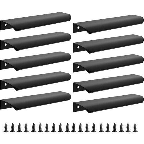 NOGIS Black Edge Cabinet Pulls 6 inch Aluminum 10 Pack
