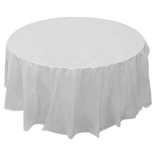 White Round Polyester Tablecloth 213 cm