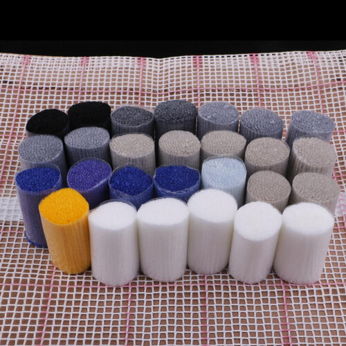 Wolf cushion carpet mat latch hook kit handmade 2