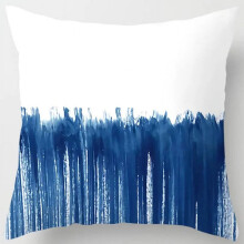 Cotton Linen Pillow Case Blue Bohemian Print 18x18 Inch