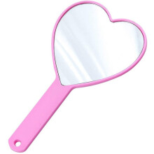 Heart-shaped handheld cosmetic mirror with handle