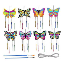 Wind Chime Craft Set Wooden Butterfly DIY Kit 8 Sets