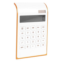 Calculadora de 10 dígitos, doble alimentación (solar/batería), color blanco.