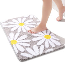 Roze antislip badkamermat met madeliefjes van microvezel, 16x24 inch