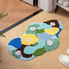 Grønt badeværelsestæppe mosæstetik3D blomsterbademåtte