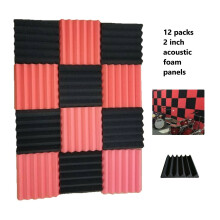Akoestische schuimtegels, houtskoolrood, 12 stuks, 30 x 30 x 5 cm
