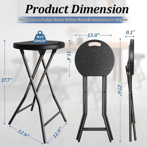WSYW folding stool black 2 pack 18 inch 1