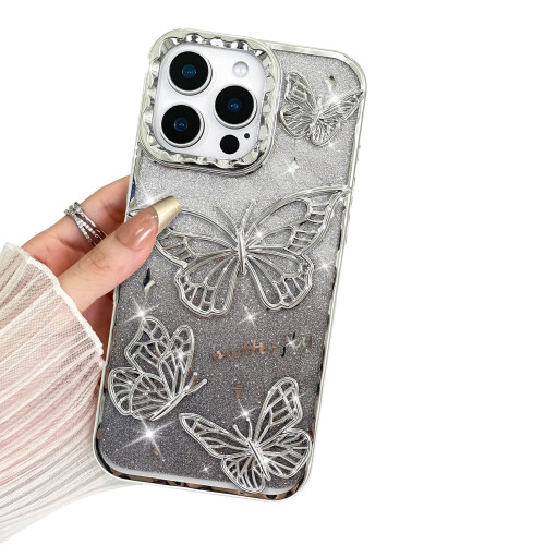 Θήκη iPhone163D πεταλούδα με γκλίτερ σε ροζ χρώμα6,1 ιντσών