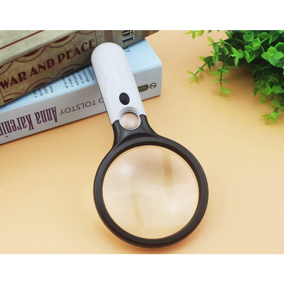 LED Magnifying Glass 45X Double Lens Small Black