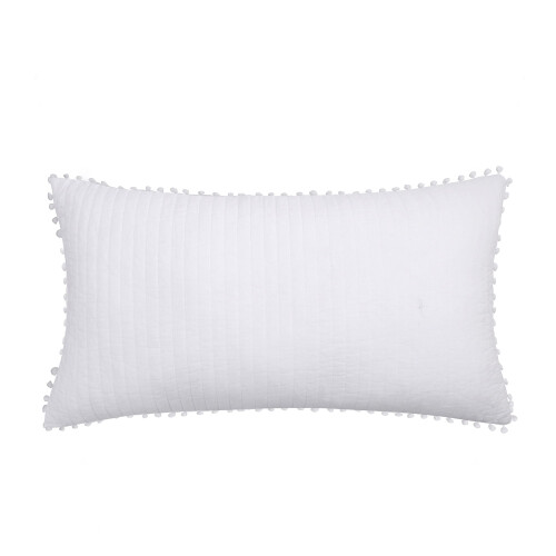 Levtex Home pompon kussensloop 36x20 inch wit katoen