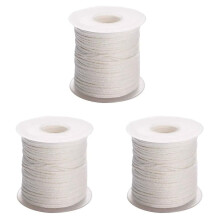 Stoppini per candele in cotone, bianchi, intrecciati, 3 rotoli, 200 piedi (61 metri circa)