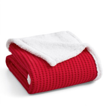 Levtex Mills vaffel Sherpa tæppe rød bomuld 50x60 cm