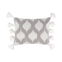 Cuscino decorativo Levtex Wexford, grigio e bianco, 14x18 pollici, con nappe.