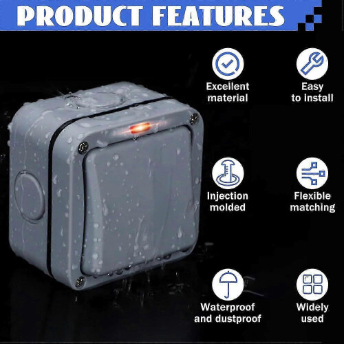 Interruptor exterior resistente a la intemperie - 20A - IP66 - Interruptor universal impermeable con interruptor independiente e indica 1