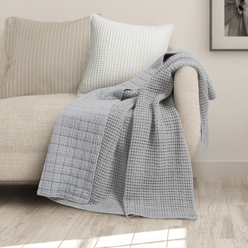 Levtex Home waffle throw grey cotton 50 x 60 in