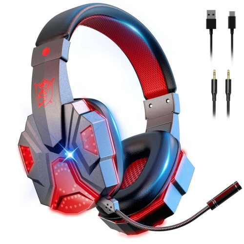 Wireless Gaming Headset Dual Mode LED Red