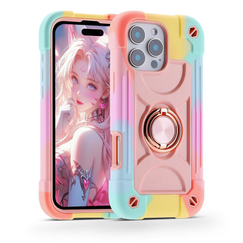 Θήκη iPhone16 6,1 ιντσών με βάση στήριξης δαχτυλιδιού, ανθεκτική στρατιωτική