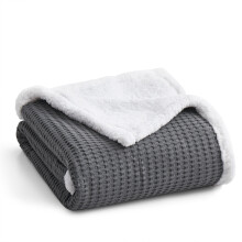Levtex Mills vaffel Sherpa tæppe, trækul, 122x152 cm