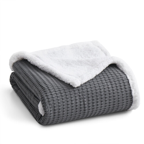 Levtex Mills Waffle Sherpa Throw σε κάρβουνο 50x60in