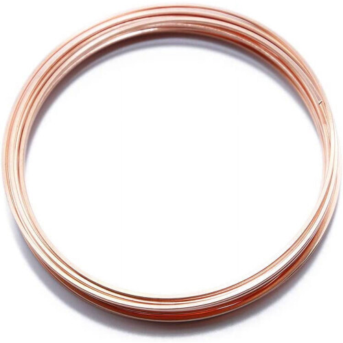 Massieve blanke koperdraad, vierkant, helder, halfhard, 50ft 18