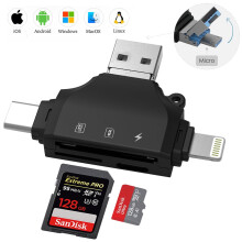 Léitheoir cárta SD le haghaidh iPhone le sliotán TF, 4-in-1