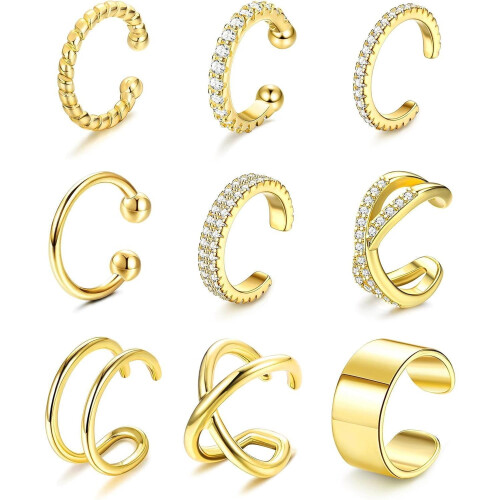 Jstyle Adjustable Ear Cuff Set for Women 9 Pcs