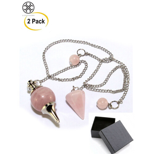 Rosenquarz-Pendelset mit Geschenkbox