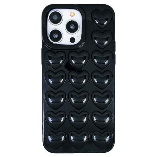 Γυναικεία θήκη iPhone16Pro 3D καρδιά gel cover διάφανο 6,3 ιντσών