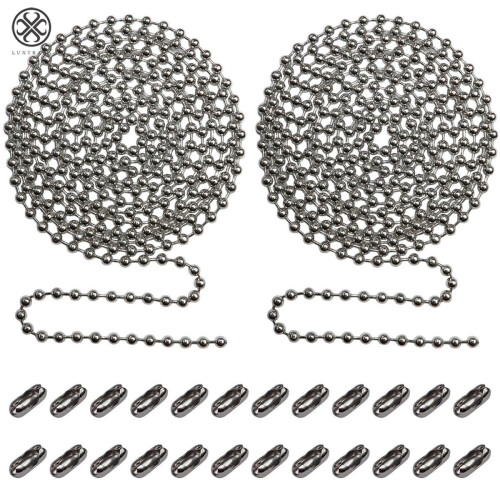 Catena di prolunga Luxtrada con perline, 3 metri, argento, 2 pezzi