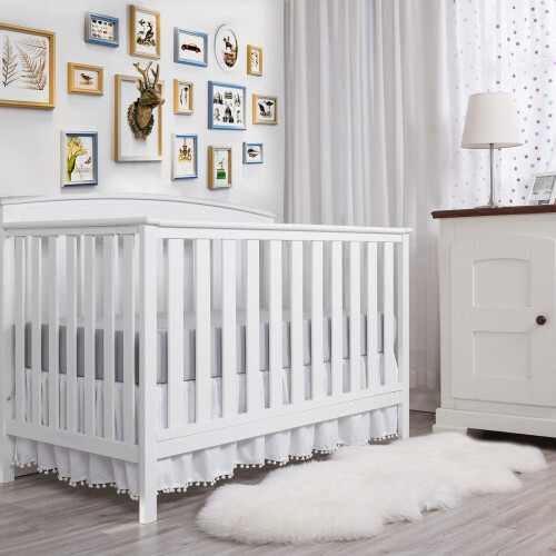 Warkul baby crib skirt plush ruffled elastic 2