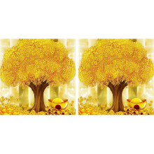Árbol del dinero decorativo de pared redondo 30x40cm 2 piezas