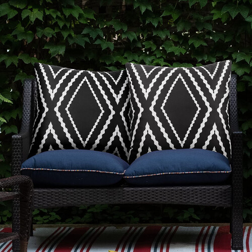 Conjunto de 2 capas de almofada boho impermeáveis para uso externo, 45x45cm (18x18 polegadas).