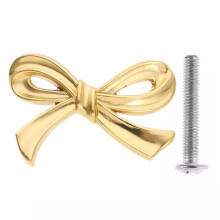 KDJ bow-shaped kitchen cabinet knobs gold brass 12-pack