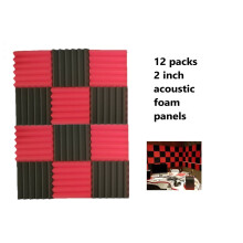 Akoestische schuimtegels grijs rood wigvormig 12-pack 12x12x2 inch