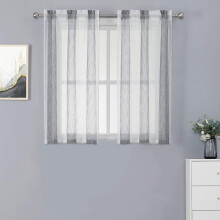Küchengardinen, transparent, 76 cm (30 Zoll), 2er-Set, Schwarz/Weiß