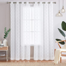 Weiße, transparente Gardinen mit Blumenmuster, 213 cm (84 Zoll), 2er-Pack