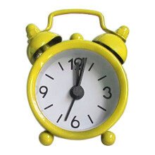 Despertador pequeno Leott Mini Twin Bell em metal amarelo