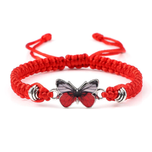 Butterfly Friendship Bracelet Adjustable Red String 1pc