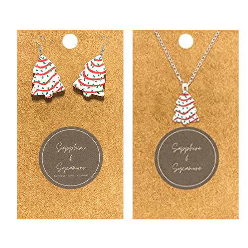 Christmas tree earrings for women, pair