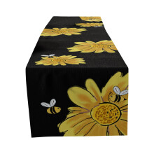 Leott Tischläufer mit Sonnenblumenmotiv, Leinen, wärmeisolierend, 1 Stück