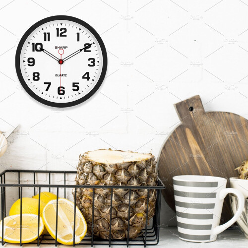 Sharp Wall Clock Matte Black 12 Inch Quartz 1