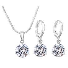 Water Drop Crystal Necklace and Earrings Set Sterling