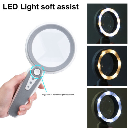Washranp LED Illuminated 10X Handheld Magnifying Glass for 2