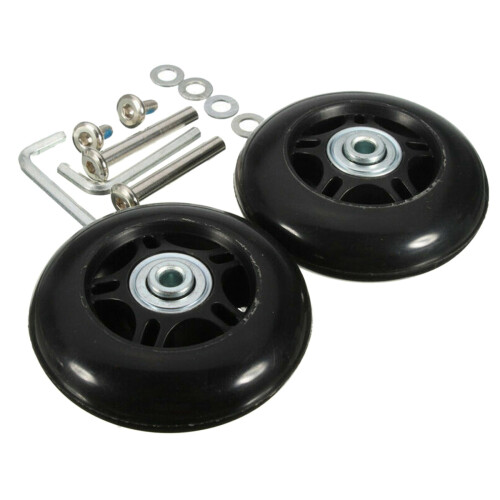 Luggage Caster Wheels Black 80mm x 24mm 2 pcs 2