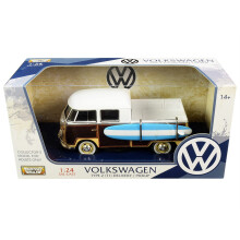 Volkswagen Typ 2 (T1) Lieferpickup mit Surfbrett MOTORMAX Diecast 1:24 Braun & Pink 79560