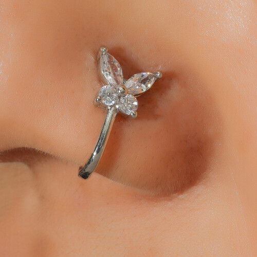 Manchette de nez papillon dorée sans piercing en forme de U 2