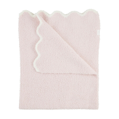 Mud Pie Kinder Pink Scallop Chenille Decke