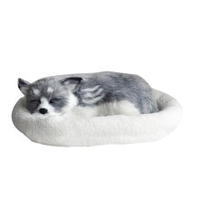 XUYEEYUAN Pluche Speelgoed Realistische Slapende Pluche Ademende Hond Harige Hond met Mat Creatieve Dieren Decoratie Knuffelpop