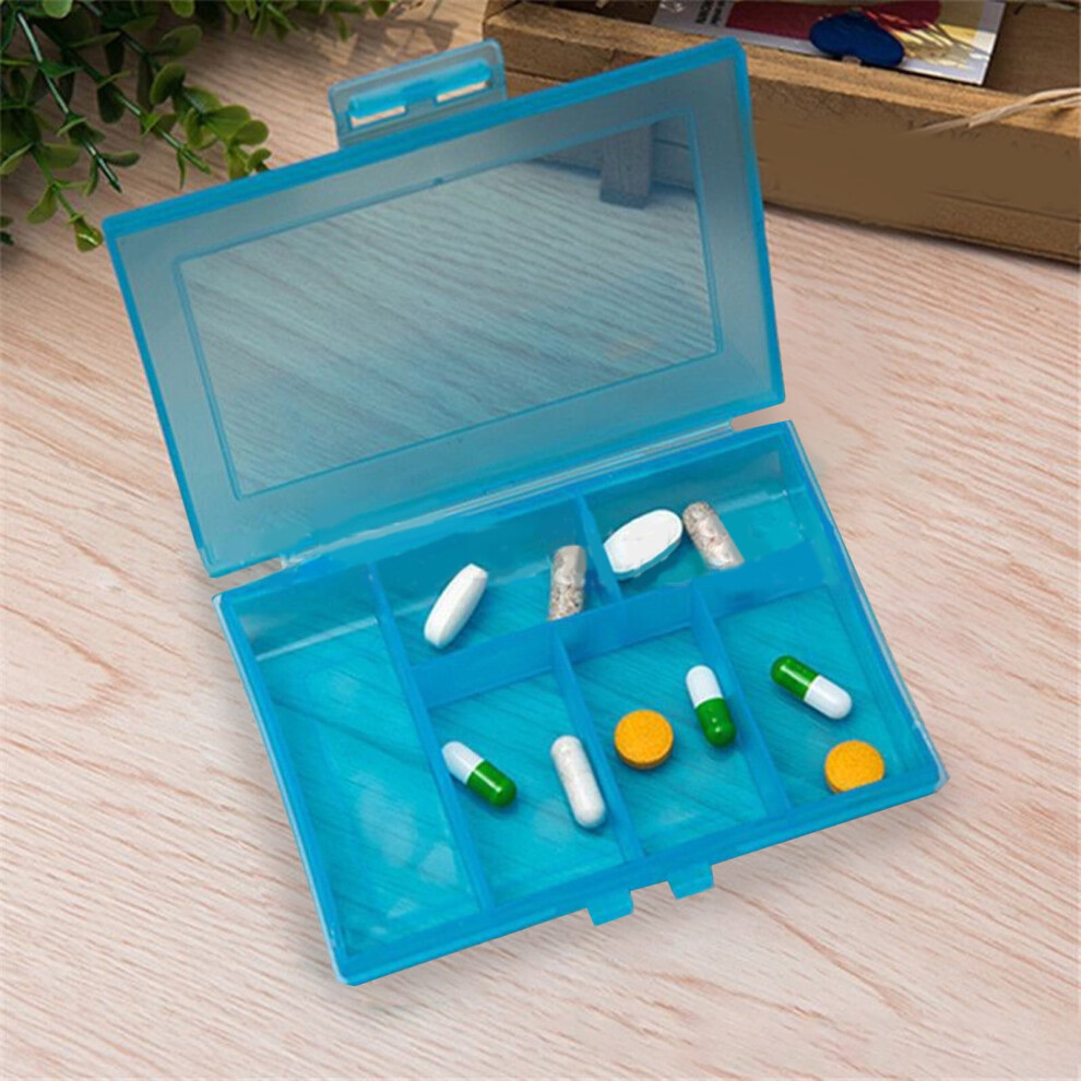 Medicine Pill Organizer Portable Mini Box 6 Compartments
